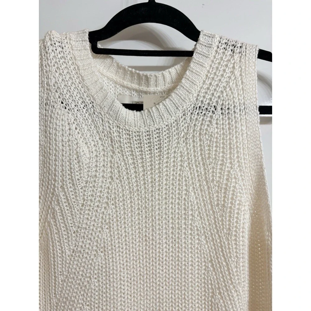 Loft cream white‎ knitted sweater vest SIZE Large Petite NWT